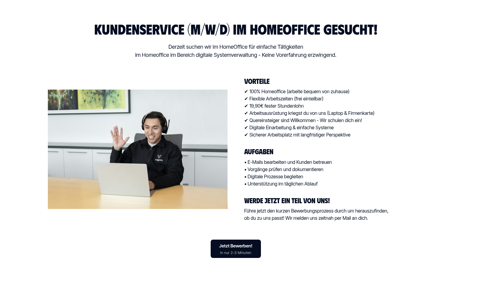 Showing the dangerous customer care job part of the fraud site
