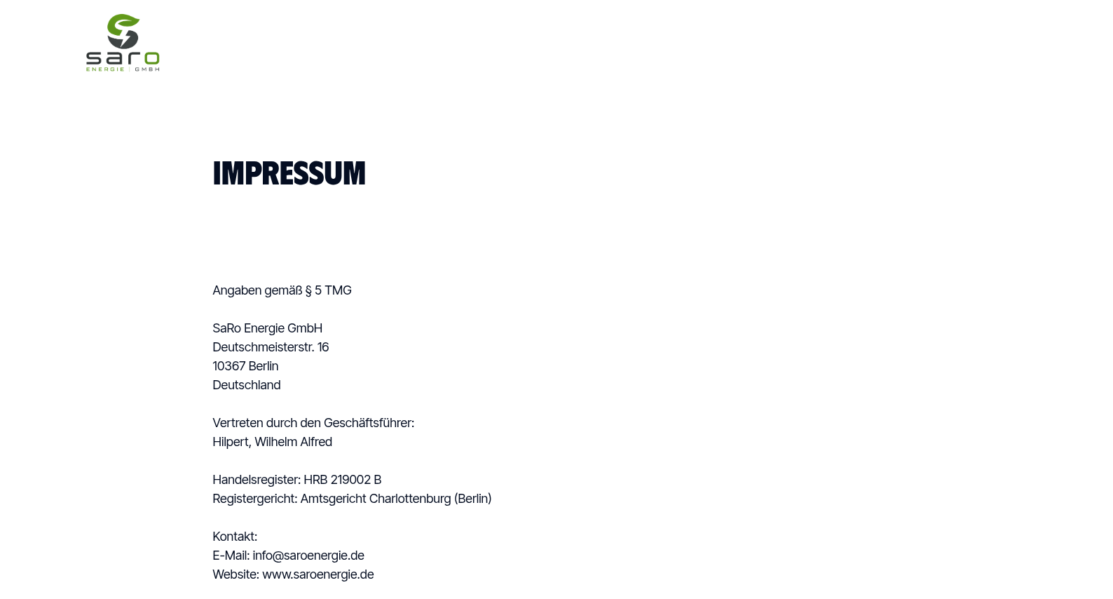 Showing the impressum of the fraud site
